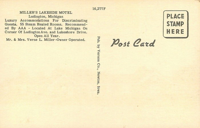 Ludington Beach House (Millers Lakeside Resort) - Old Postcard